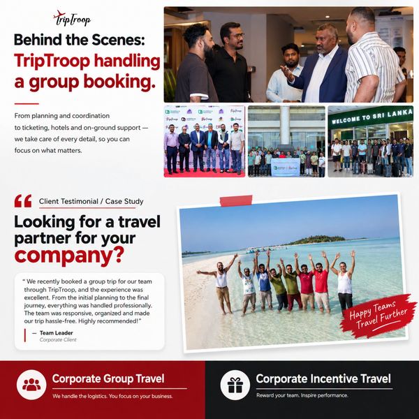 TripTroop team managing a corporate group booking to Sri Lanka